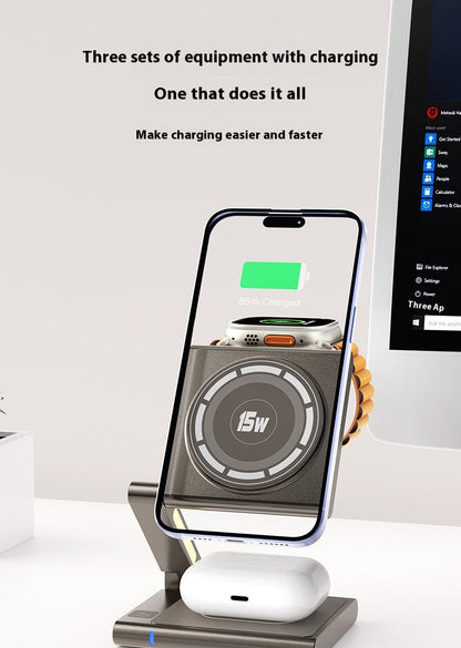 Folding Mobile Phone Headset Watch Three-in-One Wireless Charger