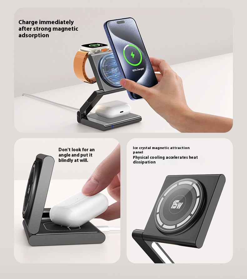 Folding Mobile Phone Headset Watch Three-in-One Wireless Charger