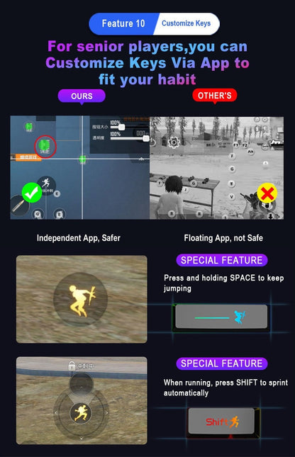 M1 Pro Keyboard Mouse Converter Portable Mobile Game Keyboard and Mouse Adapter BT5.0 Connection Support Android System
